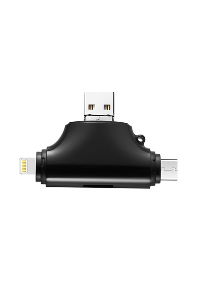 Microcase AL2743 4 in 1 SD Kart Okuyucu Type-C Lightning Micro USB to USB Çevirici Siyah
