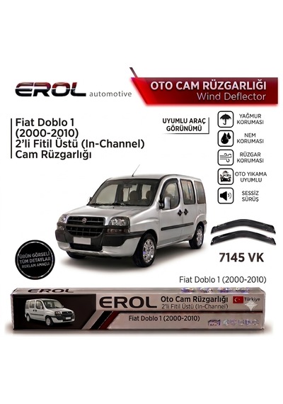 Fiat Doblo 1 Fitil Üstü 2000-2010 2'li Ön Mugen Cam Rüzgarlığı Siyah
