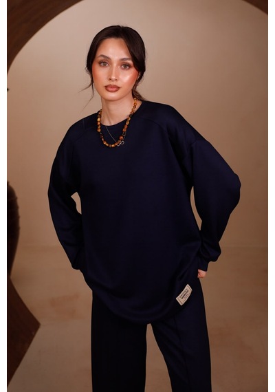 Balenbi Kadın Oysh Modal Kumaş Oversize 80 Cm Tunik Bol Paça Pantolon Tesettür Takım 1228 Lacivert Balenbi Kadın Oysh Modal Kumaş Oversize 80 Cm Tunik Bol Paça Pantolon Tesettür Takım 1228 Lacivert