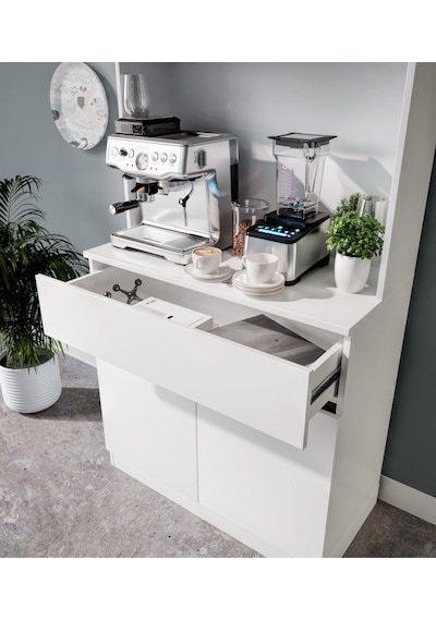 Lotus Mini Kahve Köşesi Komple Mdf Led Aydınlatmalı Mutfak Dolabı Beyaz
