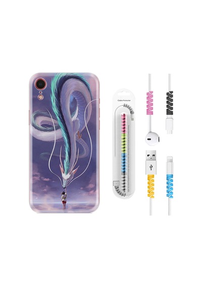 Apple Uyumlu iPhone XR Kılıf Kablo Koruyuculu Kız Ve Ejderha 1742