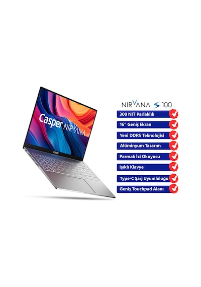 Casper Nirvana S100.1342-DF00X-G-F i5-13420H 32 GB 1 TB NVMe SSD 16" Dos Dizüstü Bilgisayar