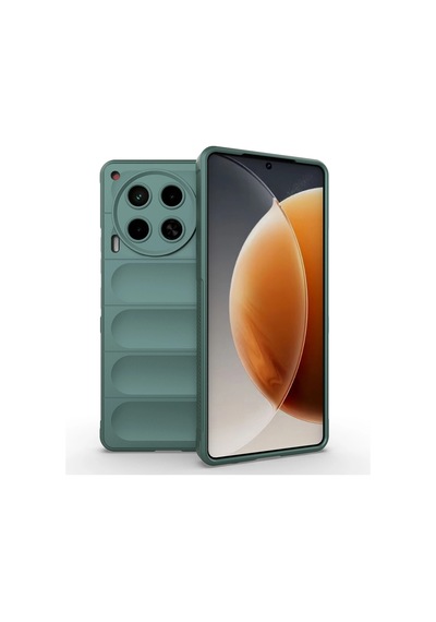 Tecno Spark 30 4g Kılıf Esnek Tpu Oyuklu Arka Yüzey Tasarımlı Zore Etnik Silikon Kapak Koyu Yeşil