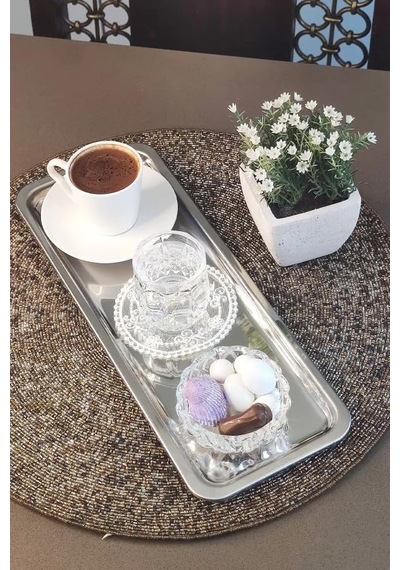Çelik Servis Sunum Tepsisi Kahve Tepsisi Çok Renkli