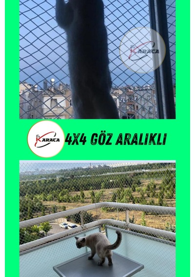 Kedi Balkon Güvenlik Filesi 2x4 Mt 2.5mm İp Kalınlığı 4x4 Gözenekli