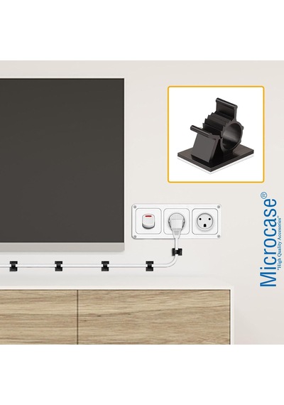 Microcase Kendinden Yapışkanlı Kablo Sabitleyici Ve Düzenleyici Klips Seti 20'li Al5408 Siyah