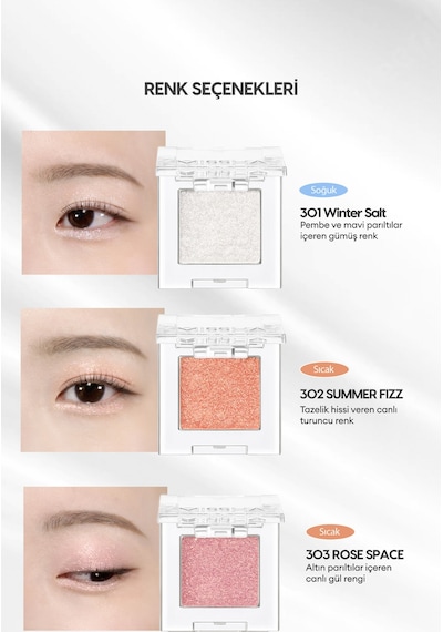Kalıcı, Topaklanma Yapmayan, Simli Tekli Far Modern Shadow Glitter 303 Rose Space 303