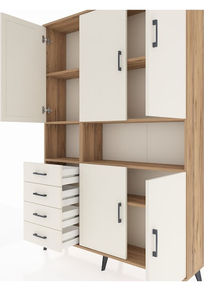 Arges Dolap 7 Raflı 4 Çekmeceli 5 Kapaklı 132x30x195 Çam-ayta... Çam