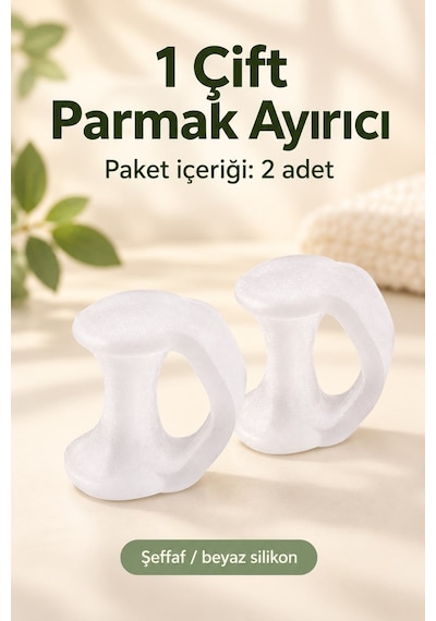Silikon Ayak Parmak Ayırıcı Yüzük 1 Çift Şeffaf Parmak Arası Makara