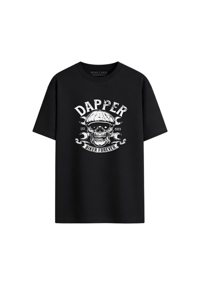 Black Nova Oversize Baskılı Unisex %100 Pamuk T-shirt Dapper Siyah