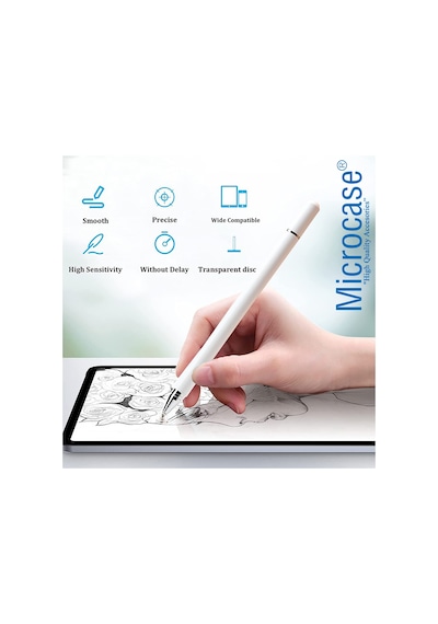 Telefon Tablet Disk Uçlu Stylus Pen Dokunmatik Kalem AL3461 Beyaz