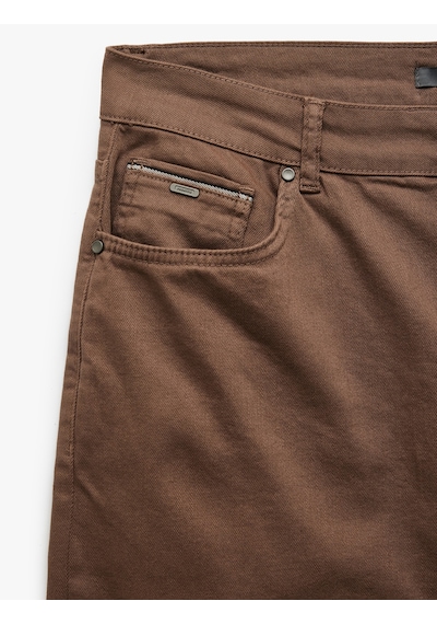 Koton Pamuklu Straight Fit Gabardin Pantolon Kahverengi 5sam40098hw Kahve Kahverengi