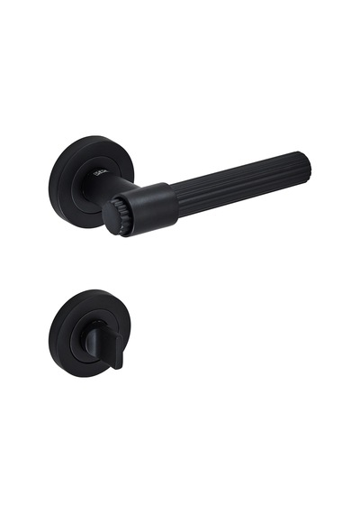 Sese Bade Modeli Yuvarlak Rozetli Wc Kapı Kolu Siyah 200-209r-02-02