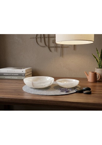 Doğal Taş 2'li Onyx Kase 15cm Ve 10 Cm 2 Parça