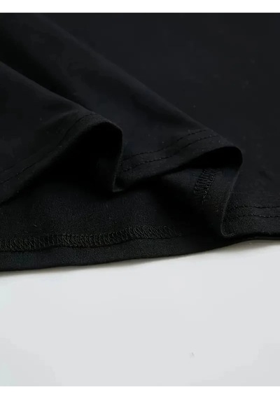 Wear Vexel Kadın Tişört Büyük Boy Ayıcık Baskılı Bisiklet Kısa Kol T-shirt - Siyah Siyah