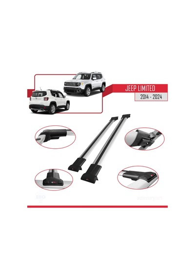Jeep Limited 2014 Ve Sonrası İle Uyumlu Fly Model Ara Atkı Tavan Barı Gri