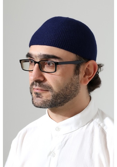 Kışlık Kadife Takke Düz Desen - Lacivert Lacivert