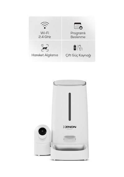 Xenon Smart Akıllı Mama Kabı Kameralı 2mp Gece Görüş, Wifi Mobil Kontrol, Çelik Kase, Çift Yönlü Ses X8610