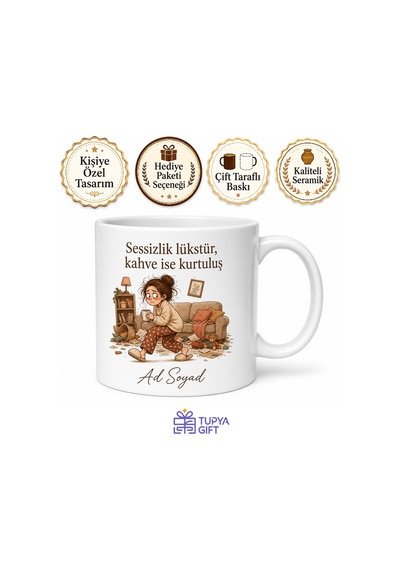 Misafir Çocuklarından Kaçan Ev Sahibine Gizli Kahve Molası Kupa Hediye Bardak Beyaz / Çok Renkli