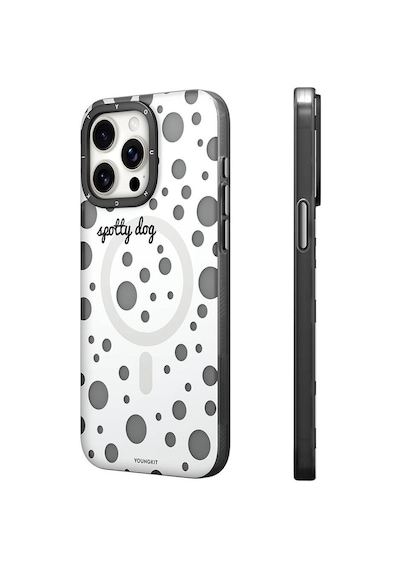 Apple Uyumlu iPhone 13 Pro Max Kılıf Magsafe Özellikli Polka Dot Desenli Youngkit Spots Serisi Kapak Pembe