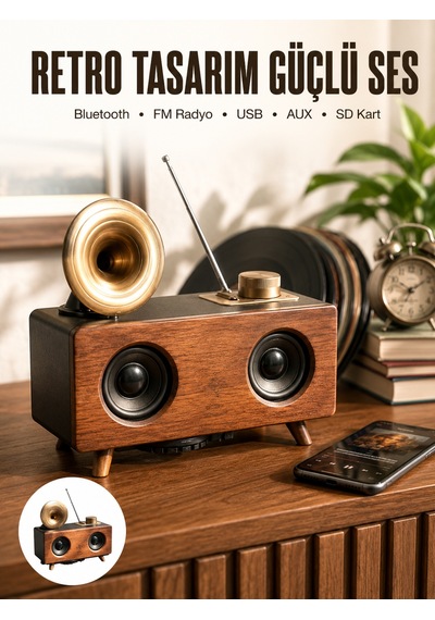 Nostaljik Görünümlü Bağlantılı Speaker - 5000