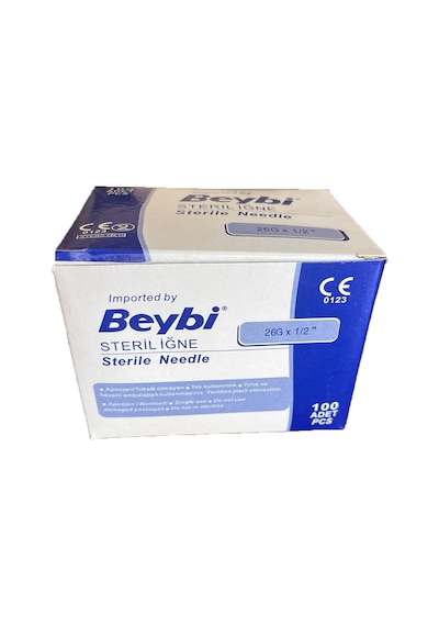 Beybi 26Gx1/2" Steril KAHVE RENGİ İğne Ucu 100 Adet
