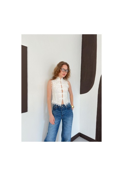 Verymoda Dantel Yelek D3026 Krem