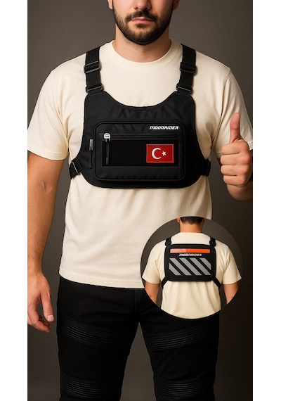 Motosiklet Göğüs Çantası Yelek Tipi Geniş Hacimli Çanta