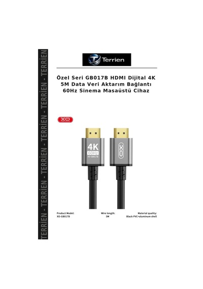 Özel Seri Gb017b Hdmı Dijital 4k 5m Data Veri Aktarım Bağlantı 60hz Sinema Masaüstü Cihaz