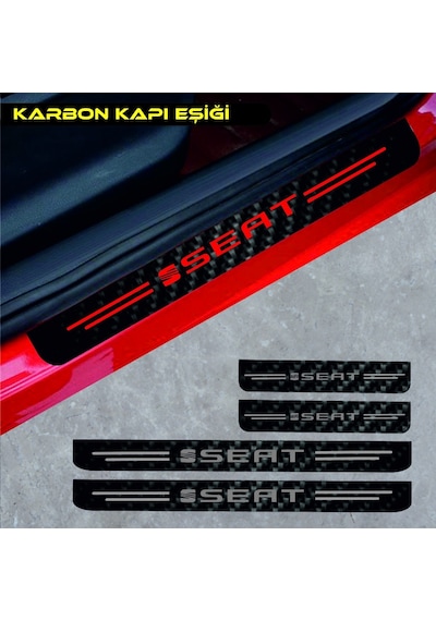 Seat Malaga İçin Uyumlu Aksesuar Oto Kapı Eşiği Sticker Karbon 4 Adet