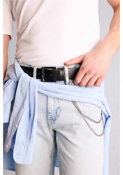 Defacto Erkek Dikdörtgen Toka Suni Deri Jean Kemeri H5069axnsbk27 Siyah-bk27