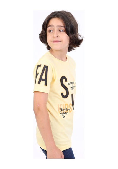 Toontoy Kids Toontoy Erkek Çocuk Fashion Baskılı Tişört Sarı