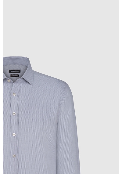AC&Co / Altınyıldız Classics  Erkek Beyaz Lacı Pamuklu Slim Fit Dar Kesim Klasik Yaka Armürlü Gömlek Beyaz Lacı