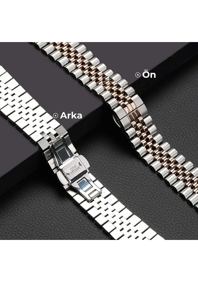 Apple Watch Uyumlu Jubilee Çelik Kordon - 49/46/45/44/42/41/40/38mm Uyumlu - Apple Watch Se 3/2/1 & Watch Ultra 3/2/1 & Series 11-1 Çok Renkli
