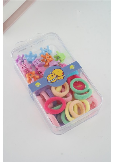 Çoçuk Plastik Ve Lastik Havlu Kutulu Toka Seti-5099 Mavi