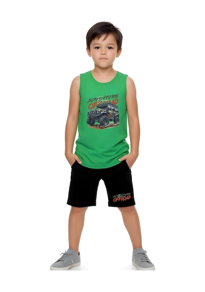 Fyk Kids Erkek Çocuk Advanture Baskılı Alt-üst Takım Yeşil