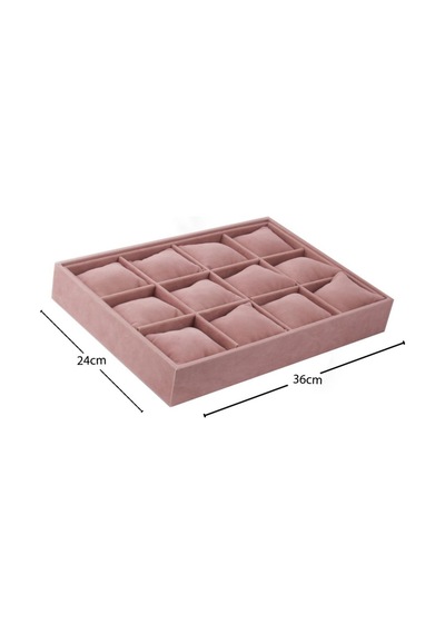 Sertex Kumaşı Bölmeli Yastıklı Pembe Bileklik - Saat Standı Aydınd