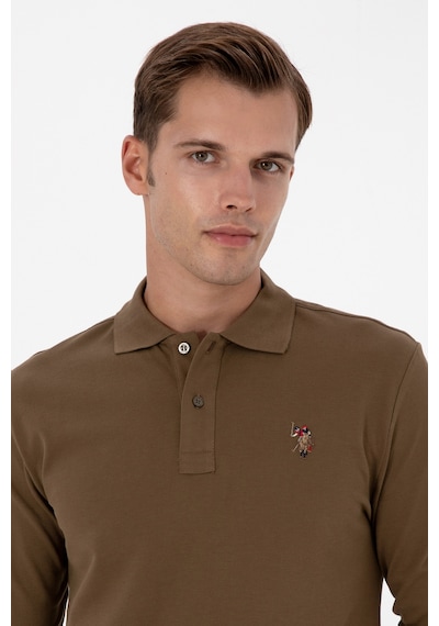 U.S. Polo Assn. Erkek Regular Fit Polo Yaka Haki Basic Sweatshirt 50313772-VR027