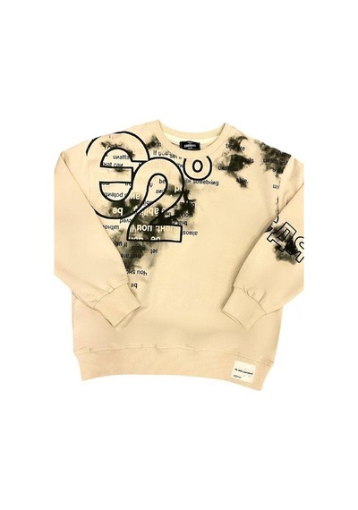 Carinos Erkek Çocuk Yazı Detaylı Batik Desenli Sweatshirt-14701 Krem