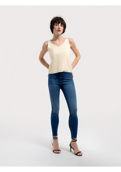 Regular Fit Kadın Bluz K.kol Ekru