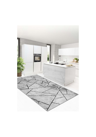 West Home Dijital Baskı Yıkanabilir Kaymaz Taban Leke Tutmaz Gri Mutfak Halısı Salon Halısı Ve Yolluk Wh 376 Grey