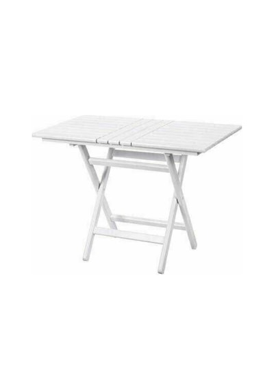 Bahçeme Kaş 60X80 Katlanabilir Ahşap Bahçe Balkon Masası -Beyaz
