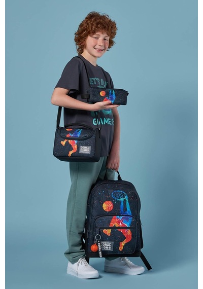 Coral High Gri Basketbol Desenli 3 Lü Okul Çanta Seti Set0123643