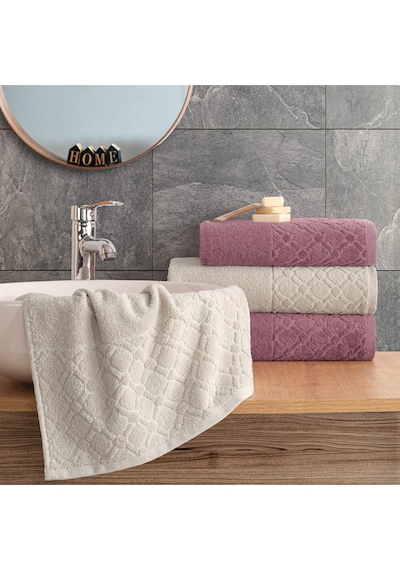 Güvenal Diana 4 Parça Kadife Kutulu Banyo Havlu Havlu Seti Çeyiz Listesi Banyo Havlusu El Yüz Havlusu Çok Renkli