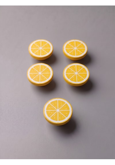 5 Adet Set Limon Görünümlü Dolap Kulpu Çocuk Odası, Mutfak Ve Banyo Mobilya Kulp Sarı