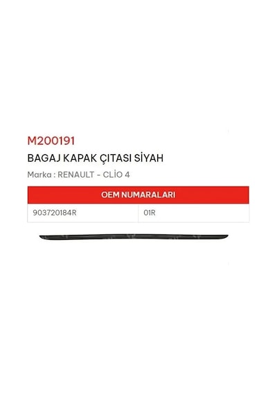 Bagaj Kapak Çıtası Siyah Clio Iv