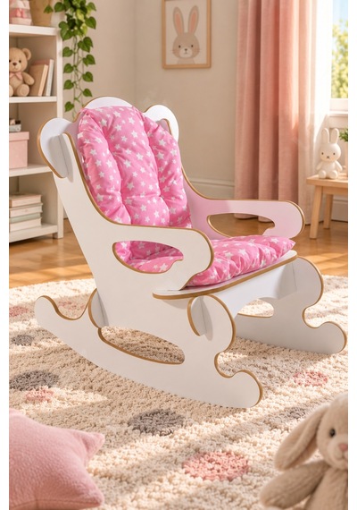 Sulorahome Yıldızlı Minderli Sallanan Çocuk Sandalyesi - Pembe Pembe - Beyaz