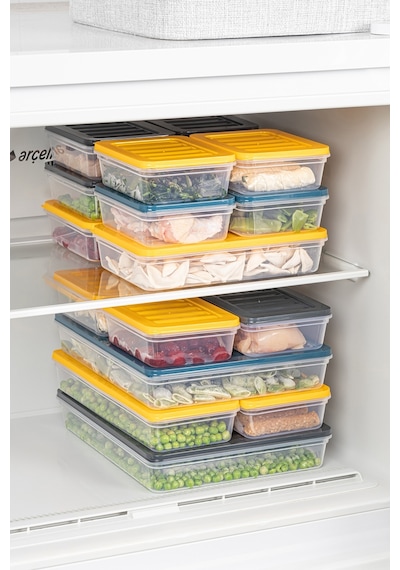 Meleni Home Buzdolabı Mikrodalga Saklama Kabı 8'Li Antrasit 4 x( 2400 ML) 4 x (1170 ML)