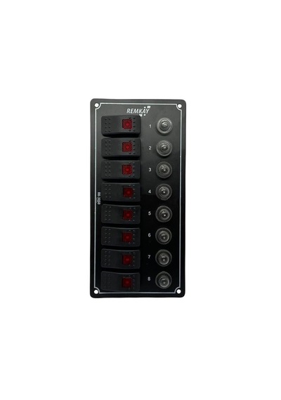 Tekne Karavan 8li Sigorta Paneli Otomatik - Marin Sigorta Paneli Siyah