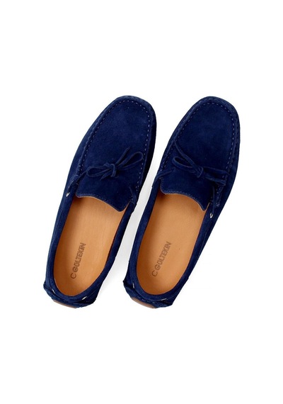 Erkek Lacivert Süet Deri Loafer